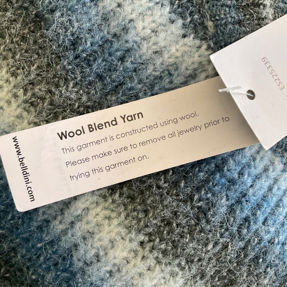 NWT Belle Belldini striped sweater wool blend ombré blue gray nautical boho L - Picture 7 of 16